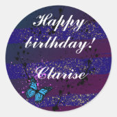 Purple Ephemera vibrant color art ラウンドシール (正面)