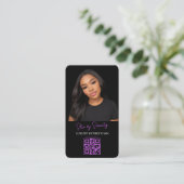 Purple Esthetician QR Code Luxury Black Beauty 名刺 (スタンド正面)