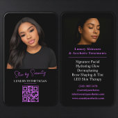 Purple Esthetician QR Code Luxury Black Beauty 名刺