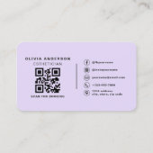 Purple Esthetician Skincare QR Code 名刺 (裏面)