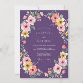 Purple Ethereal Blossom Wedding 招待状 (正面)