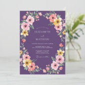 Purple Ethereal Blossom Wedding 招待状 (スタンド正面)