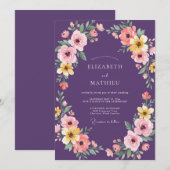 Purple Ethereal Blossom Wedding 招待状 (正面/裏面)