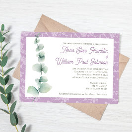 Purple Eucalyptus Floral Wedding Invitation 招待状