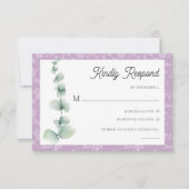 Purple Eucalyptus Floral Wedding RSVP Card 招待状 (正面)