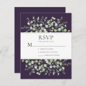 Purple Eucalyptus Wedding 出欠カード (正面/裏面)