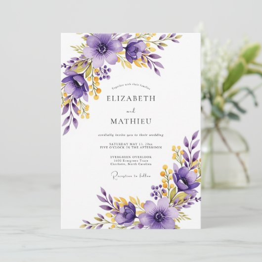 Purple Exquisite Spring Wedding 招待状 (スタンド正面)