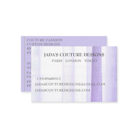 Purple Fabricデザイナーのファッションオートクチュール 名刺 (正面/裏面インサイチュ)