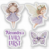 Purple Fairy First Customizable Party Favor シール (正面)
