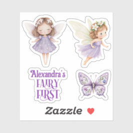 Purple Fairy First Customizable Party Favor シール