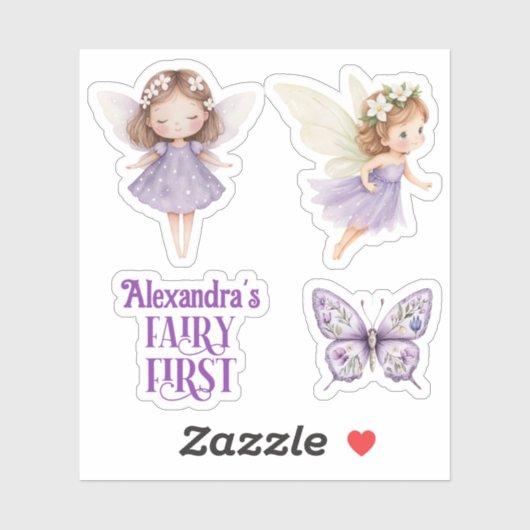 Purple Fairy First Customizable Party Favor シール (シート)