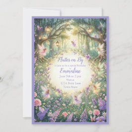  Purple Fairy Floral Woodland Birthday Invitation 招待状