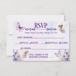 Purple Fairy Watercolor Floral Birthday 出欠カード