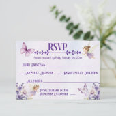 Purple Fairy Watercolor Floral Birthday 出欠カード (スタンド正面)