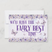Purple Fairy Watercolor Floral Birthday 出欠カード (裏面)