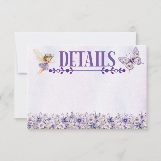 Purple Fairy Watercolor Floral Birthday Details  (正面)