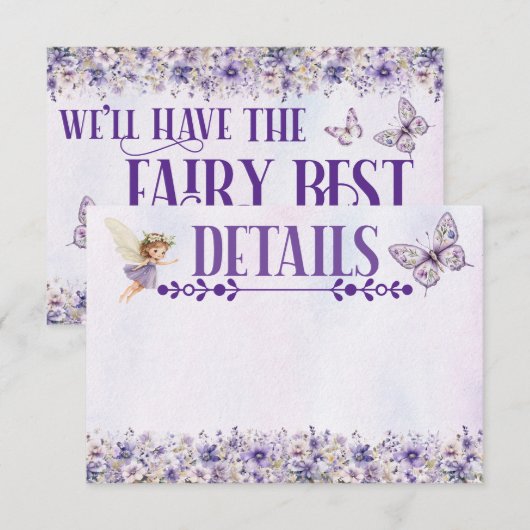 Purple Fairy Watercolor Floral Birthday Details  (正面/裏面)