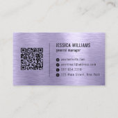 Purple Faux Brushed Metal Professional QR Code 名刺 (裏面)