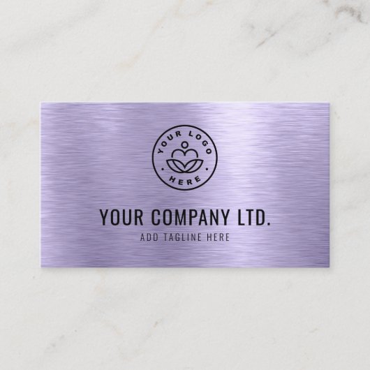 Purple Faux Brushed Metal Professional QR Code 名刺 (正面)
