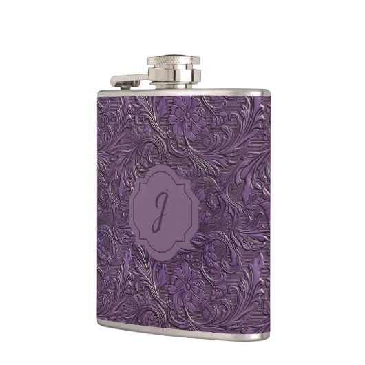 Purple Faux Tooled Leather Vinyl  フラスク (左)