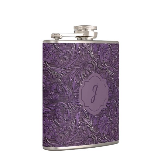 Purple Faux Tooled Leather Vinyl  フラスク (右)