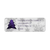 Purple Festive Christmas Tree Address Labels ラベル (正面)