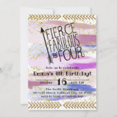 Purple Fierous Fabulous & 4 4th Birthday 招待状 (正面)