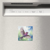 Purple Finch in flight マグネット (インサイチュ (食洗機))