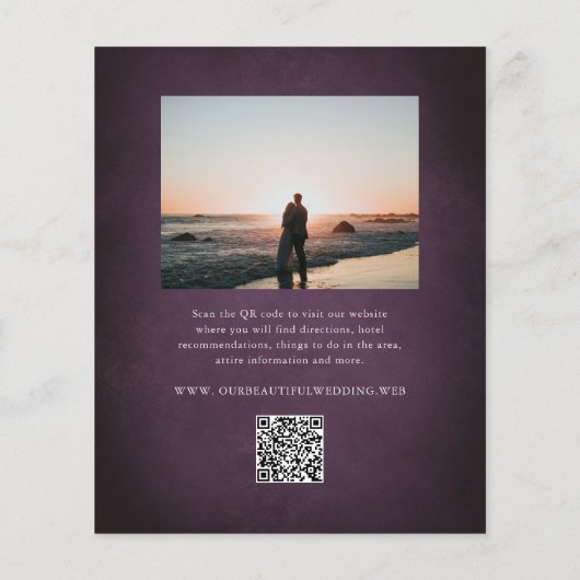 Purple Fine Art Budget Wedding Save the Date チラシ (裏面)