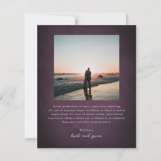 Purple Fine Art Floral Budget Wedding Thank You (裏面)