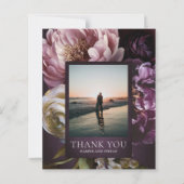 Purple Fine Art Floral Budget Wedding Thank You (正面)
