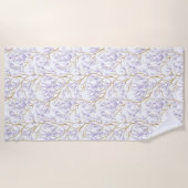 Purple Floral ビーチタオル (正面)