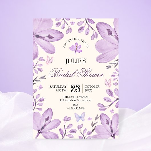 Purple floral  招待状