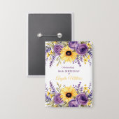 Purple floral 60th birthday party 缶バッジ (正面/裏面)