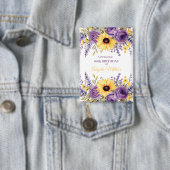 Purple floral 60th birthday party 缶バッジ (インサイチュ)