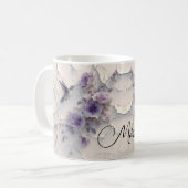 Purple Floral Add Name Hummingbird Coffee Mug コーヒーマグカップ (正面左)