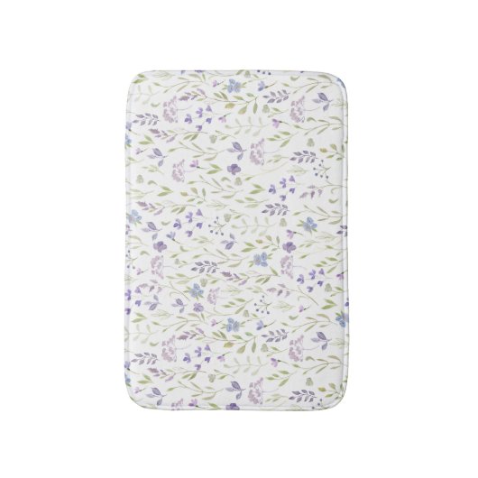 Purple Floral Bath Mat バスマット (正面縦)