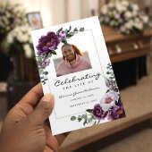 Purple Floral Bi-Fold Funeral Program Template チラシ