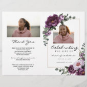 Purple Floral Bi-Fold Funeral Program Template チラシ (正面)