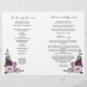 Purple Floral Bi-Fold Funeral Program Template チラシ (裏面)