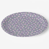 Purple Floral Birthday ペーパープレート (アングル)