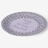 Purple Floral Birthday ペーパープレート (アングル)