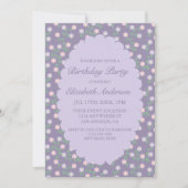 Purple Floral Birthday 招待状 (正面)