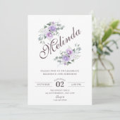 Purple floral birthday 招待状 (スタンド正面)