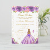 Purple Floral Blonde Hair Princess Sweet Sixteen 招待状 (スタンド正面)