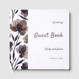 Purple Floral Botanical Wedding ゲストブック