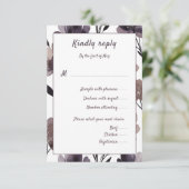 Purple Floral Botanical Wedding 出欠カード (スタンド正面)