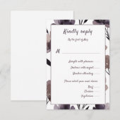 Purple Floral Botanical Wedding 出欠カード (正面/裏面)