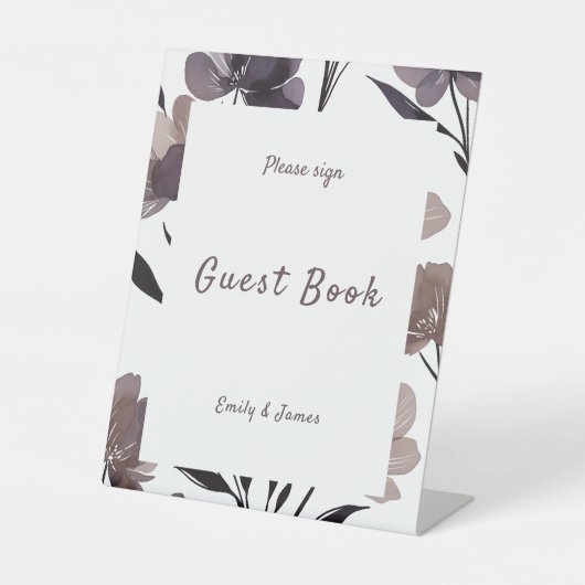 Purple Floral Botanical Wedding 台座サイン (正面)