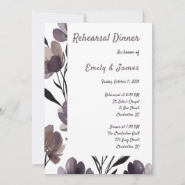 Purple Floral Botanical Wedding 招待状